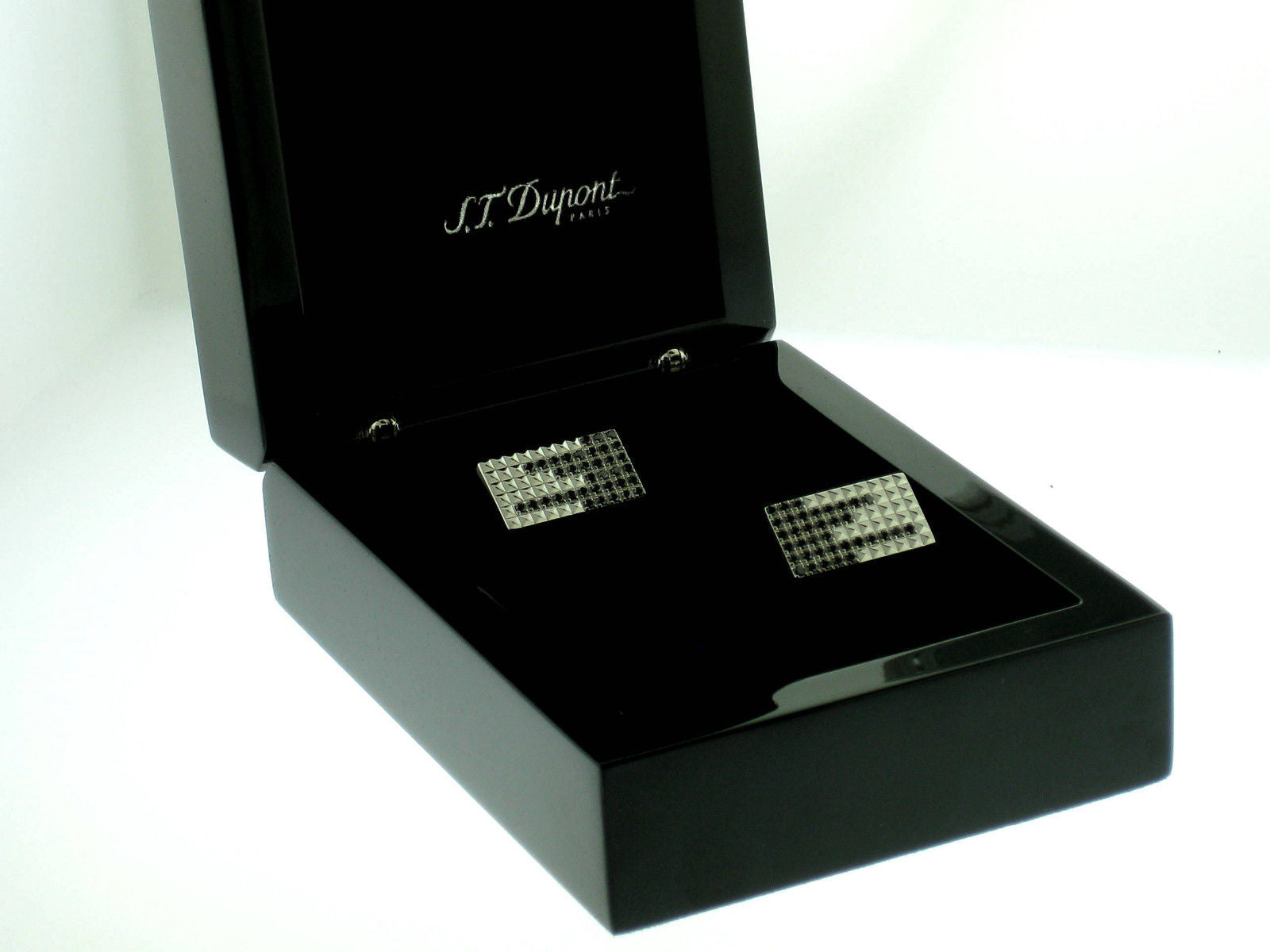 S.T.Dupont “Black Rain” Stainless Steel Cufflinks with 72 Diamonds