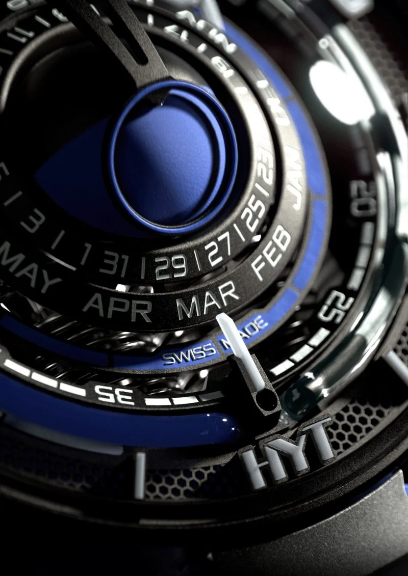 HYT Moon runner Supernova Blue Titanium Men's Watch - Premium Luxury Product