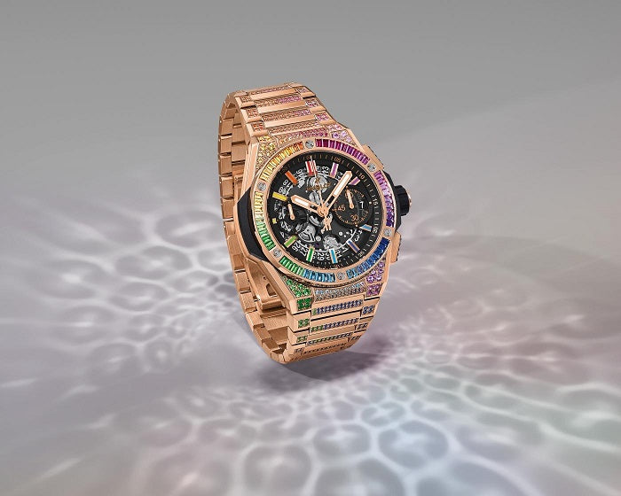 Hublot Big Bang Chronograph 18K King Gold & Colored Gemstones Man's Watch - Premium Luxury Product