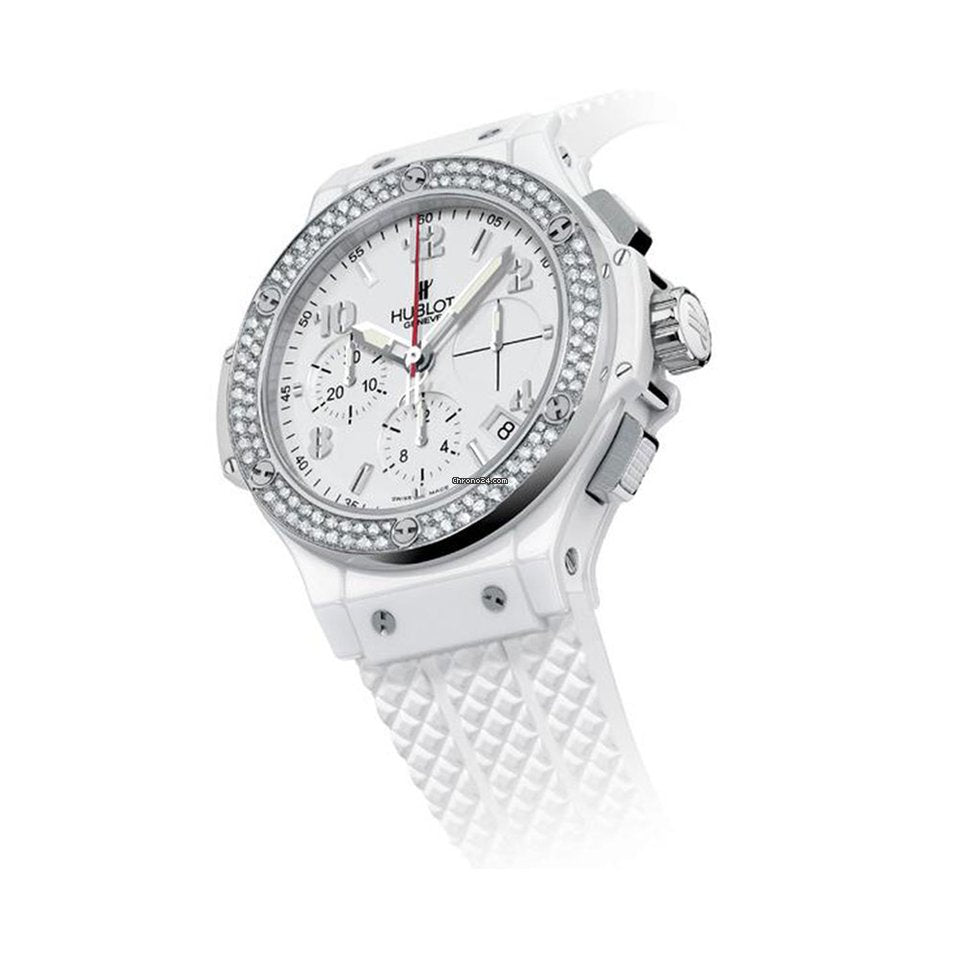 Hublot Big Bang 41mm Steel Diamonds Rubber White Ladies Watch - Premium Luxury Product