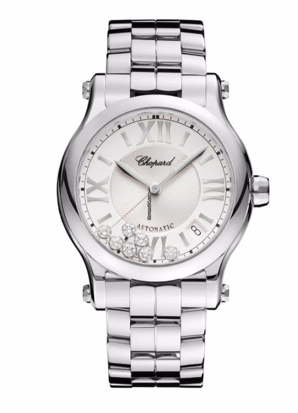 Chopard Happy Sport Stainless Steel &amp; Diamonds Ladies Watch - Premium Luxury Product