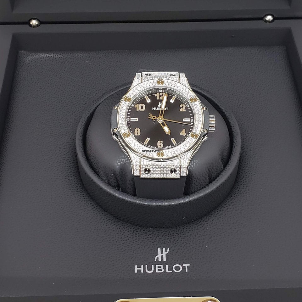 Hublot  Big Bang 38mm Stainless Steel Diamonds Ladies Watch - Premium Luxury Product