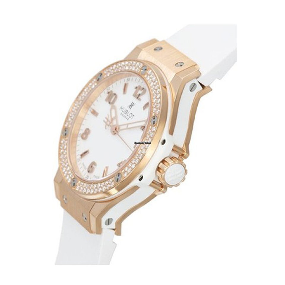 Hublot Big Bang 18K Rose Gold Rubber Diamonds Ladies Watch - Premium Luxury Product