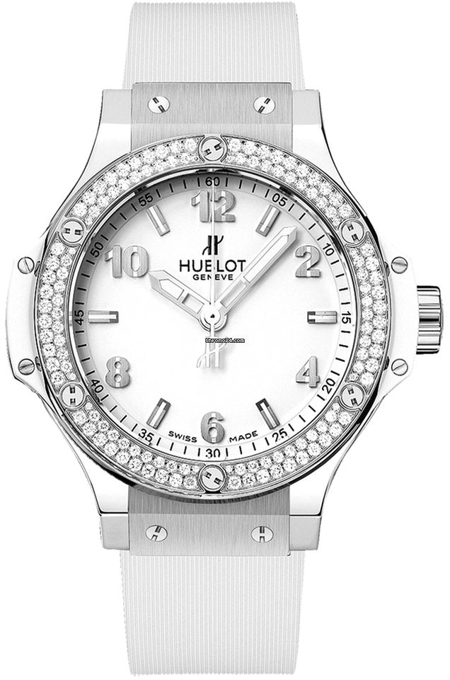 Hublot Big Bang Stainless Steel Rubber Diamonds Quartz Ladies Watch - Premium Luxury Product