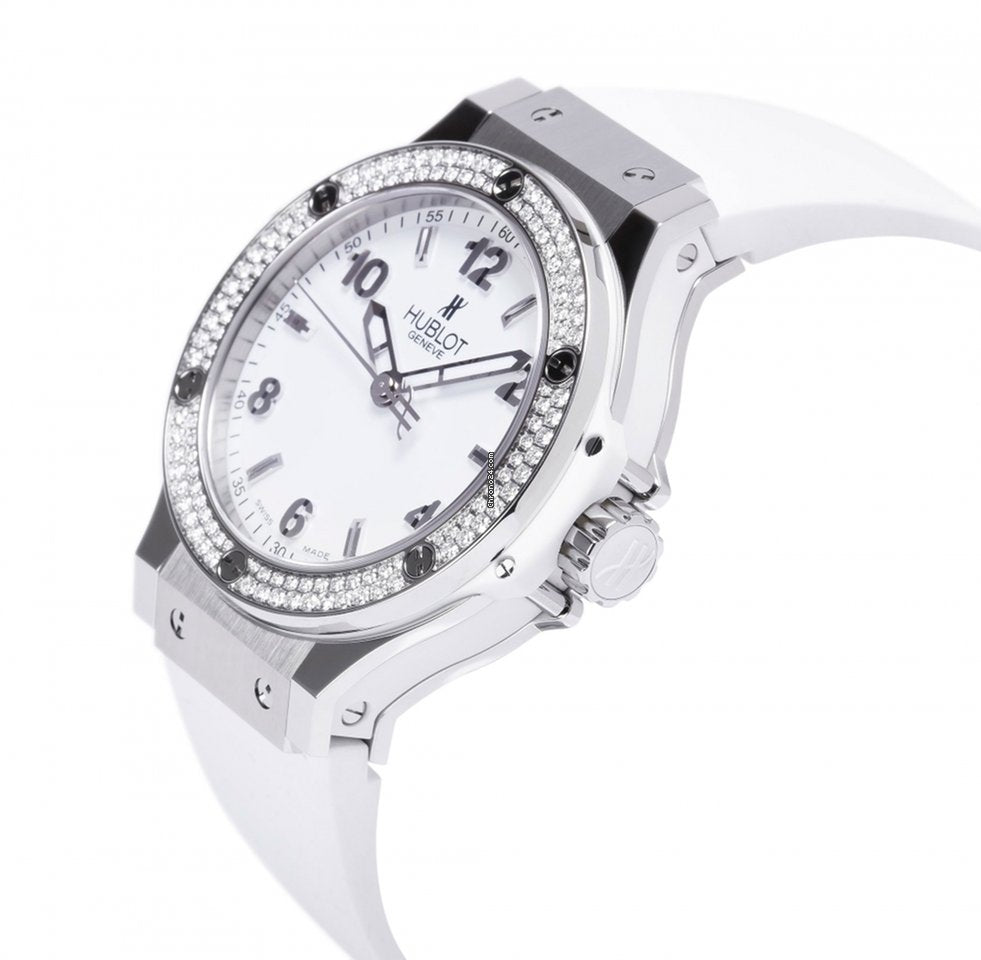 Hublot Big Bang Stainless Steel Rubber Diamonds Quartz Ladies Watch - Premium Luxury Product