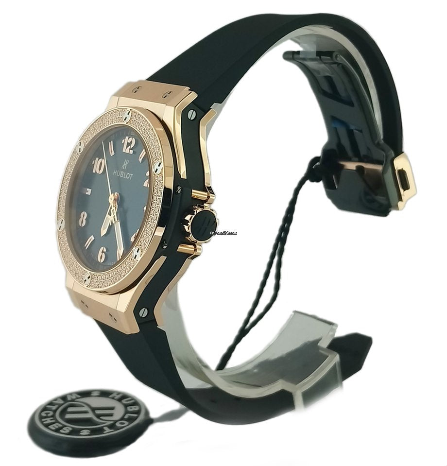 Hublot Big Bang 18K Rose Gold  Black Rubber Ladies  Watch - Premium Luxury Product