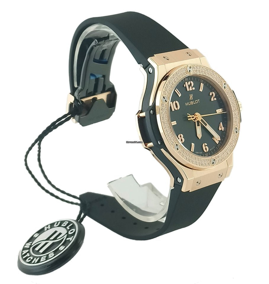 Hublot Big Bang 18K Rose Gold  Black Rubber Ladies  Watch - Premium Luxury Product