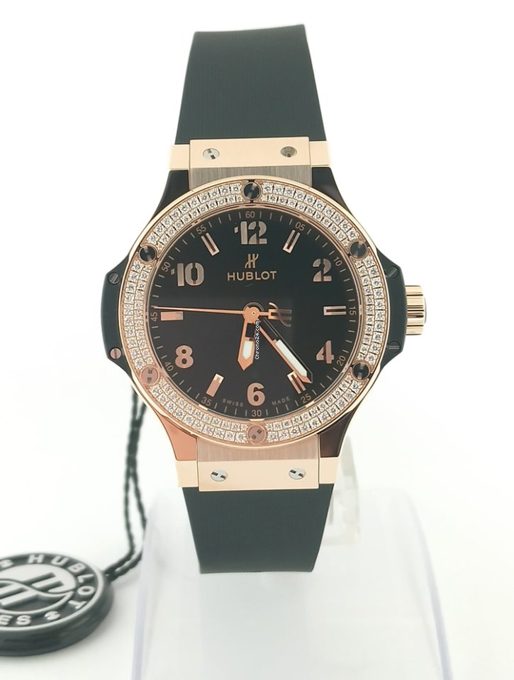 Hublot Big Bang 18K Rose Gold  Black Rubber Ladies  Watch - Premium Luxury Product