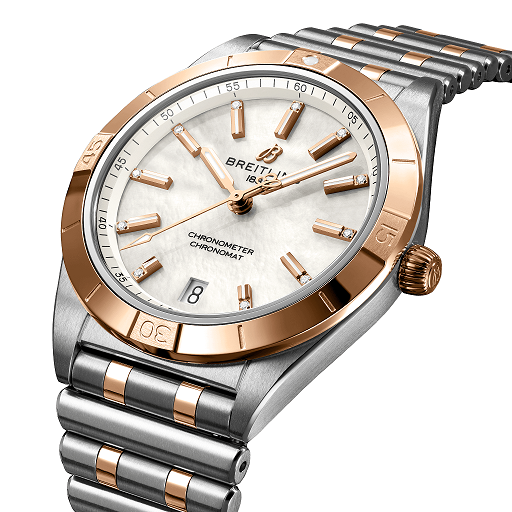 Breitling Chronomat Stainless Steel & 18K Red Gold & Diamonds Unisex Watch - Premium Luxury Product