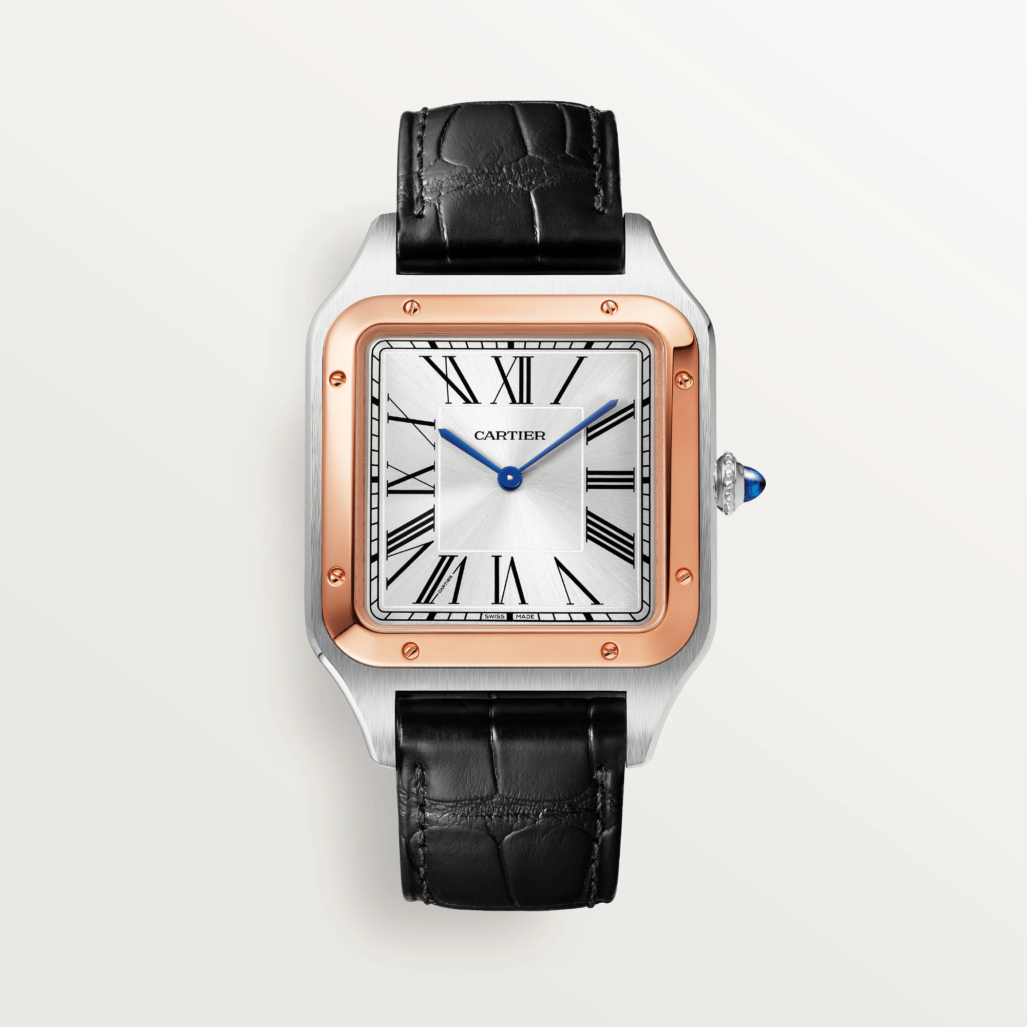 Cartier Santos Stainless Steel & 18K Rose Gold Men's Watch - Premium Luxury Product