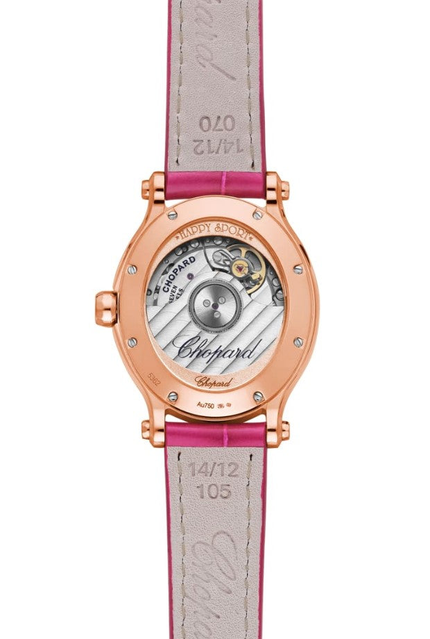 Chopard Happy Sport Oval Ethical Rose Gold  & Diamonds and Pink Sapphires Ladies Watch - Premium Luxury Product