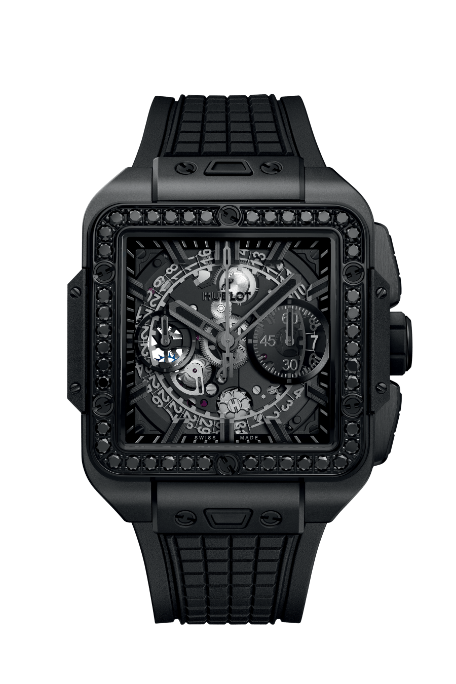 Hublot Square Bang Chronograph Ceramic & Black Diamonds Men's Watch - Premium Luxury Product
