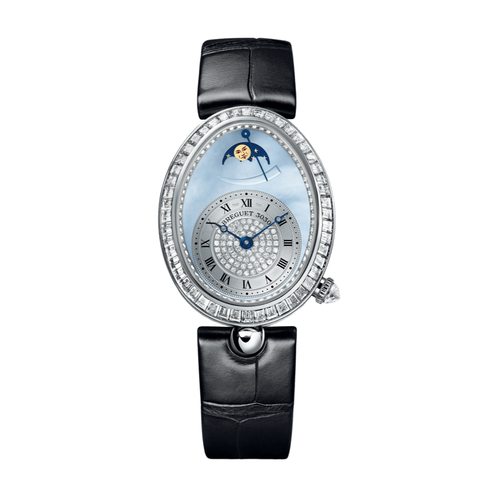 Breguet Reine de Naples Moon Phase 18K White Gold & Diamonds Lady's Watch - Premium Luxury Product