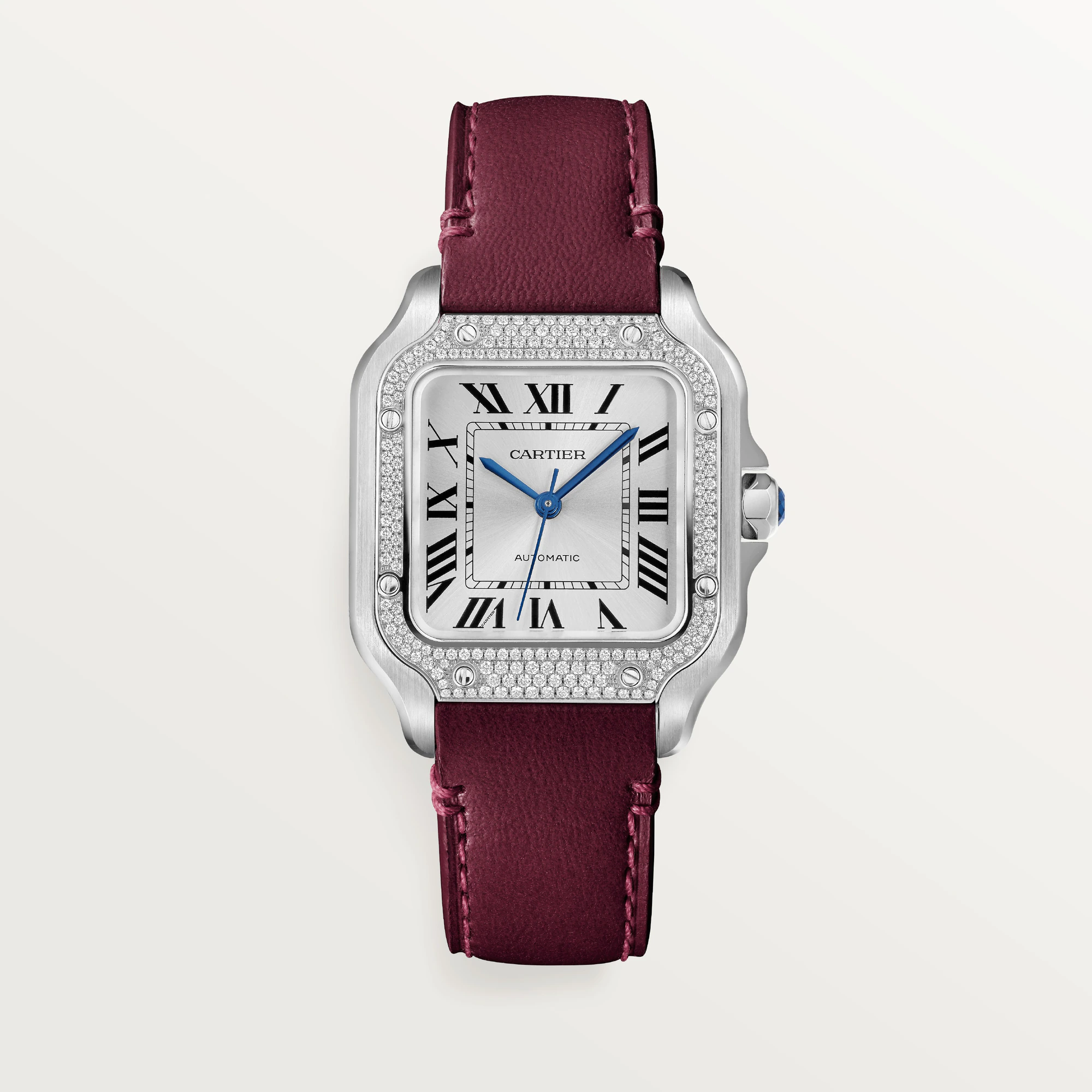 Cartier Santos Stainless Steel & Diamonds Unisex Watch - Premium Luxury Product