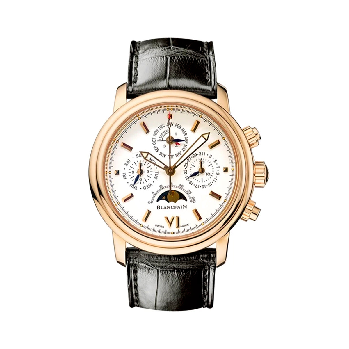 Blancpain Leman Chronograph Perpetual Calendar 18K Yellow Gold Men's Watch - Premium Luxury Product