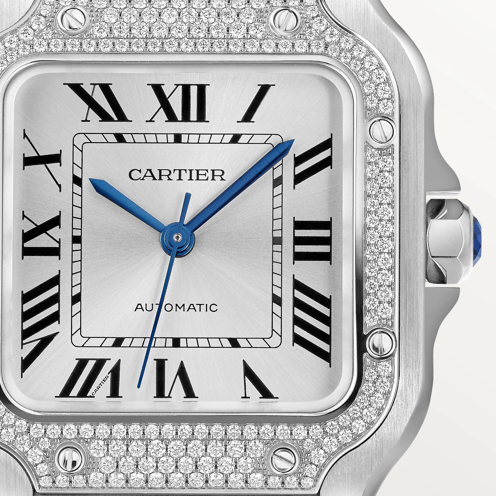Cartier Santos Stainless Steel & Diamonds Unisex Watch - Premium Luxury Product