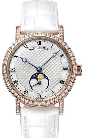 Breguet Classique Moon Phase 18K Rose Gold & Diamonds Lady's Watch - Premium Luxury Product