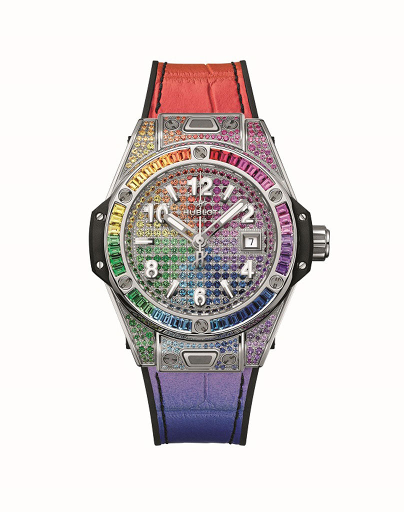 Hublot Unico Big Bang One Slick Rainbow Stainless Steel & 18K White Gold & Colored Gemstones Unisex Watch - Premium Luxury Product