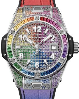 Hublot Unico Big Bang One Slick Rainbow Stainless Steel & 18K White Gold & Colored Gemstones Unisex Watch - Premium Luxury Product