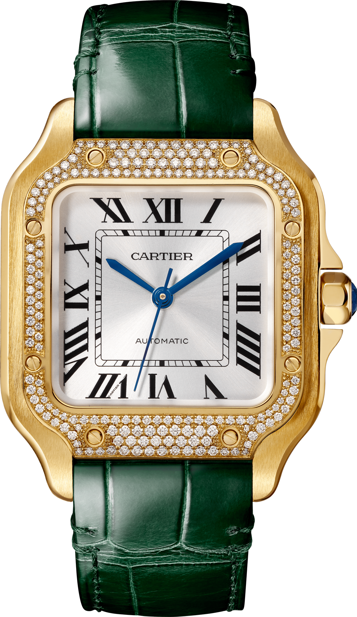 Cartier Santos 18K Yellow Gold & Diamonds Lady's Watch - Premium Luxury Product