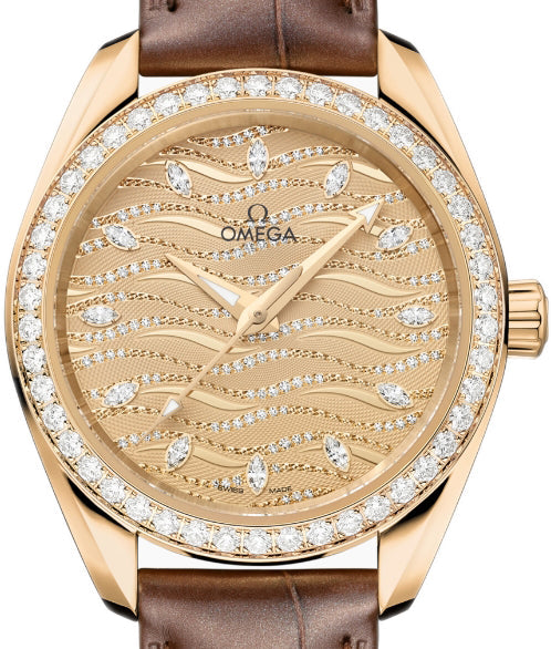 Omega Seamaster Aqua Terra 18K Moonshine™ gold & Diamonds Lady's Watch - Premium Luxury Product
