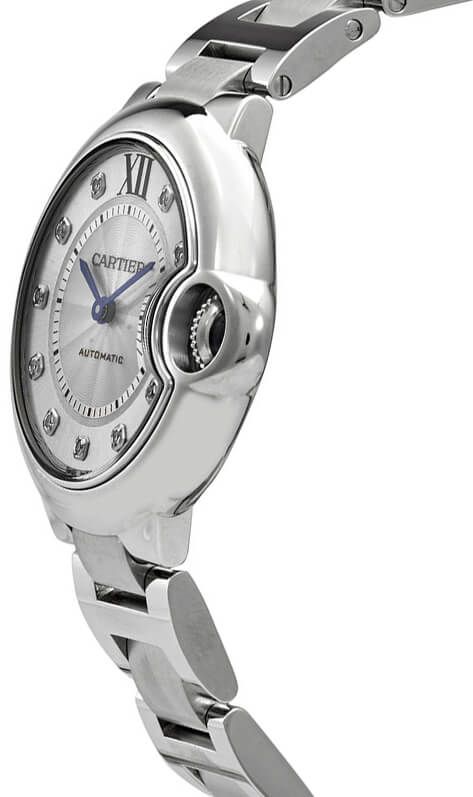 Cartier Ballon Bleu 33 mm Stainless steel & Diamonds Lady's Watch - Premium Luxury Product