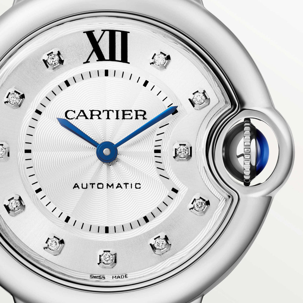 Cartier Ballon Bleu 33 mm Stainless steel & Diamonds Lady's Watch - Premium Luxury Product