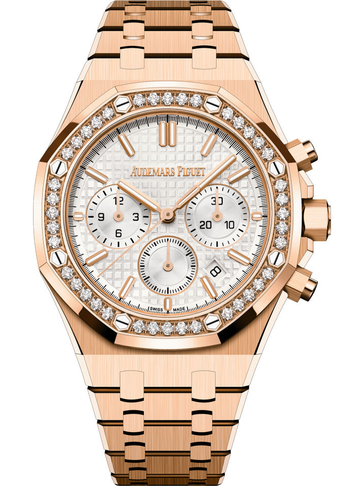 Audemars Piguet Royal Oak Selfwinding Chronograph 18K Rose Gold & Diamonds Unisex Watch - Premium Luxury Product