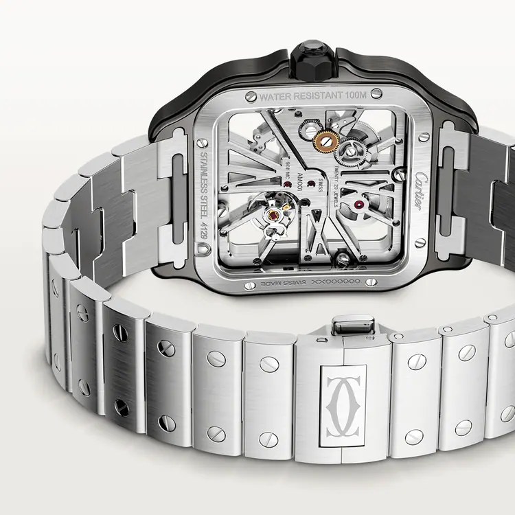 Cartier Santos Stainless Steel Skeleton Men's Watch - Premium Luxury Product