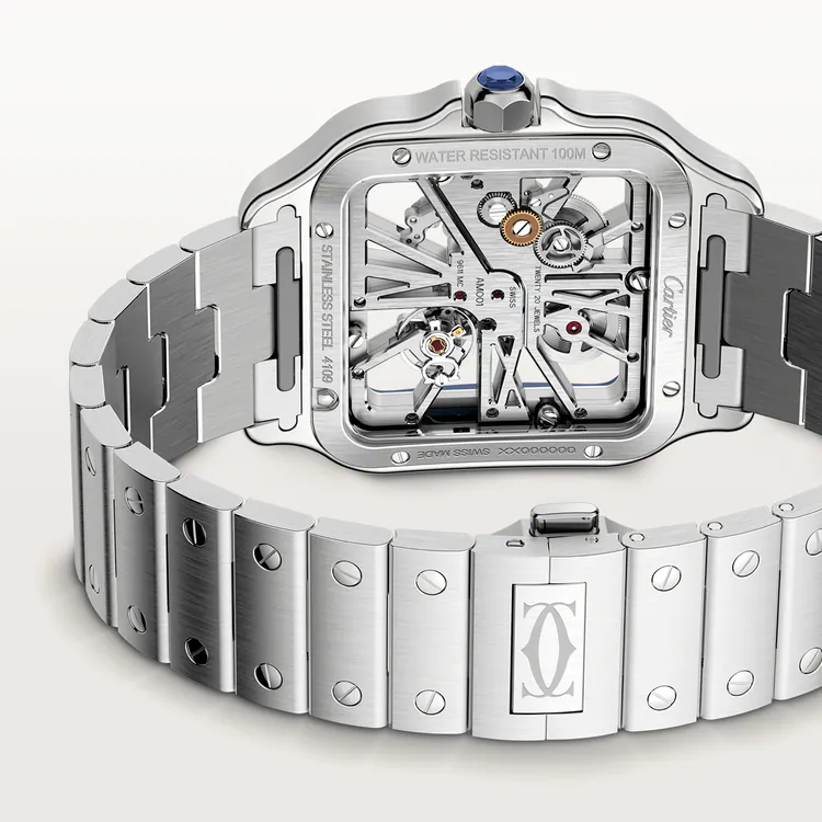 Cartier Santos Stainless Steel Skeleton Men's Watch - Premium Luxury Product