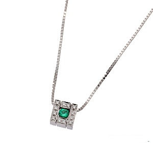 Damiani Belle Epoque 18K White Gold & Diamonds & Emerald Pendant - Premium Luxury Product