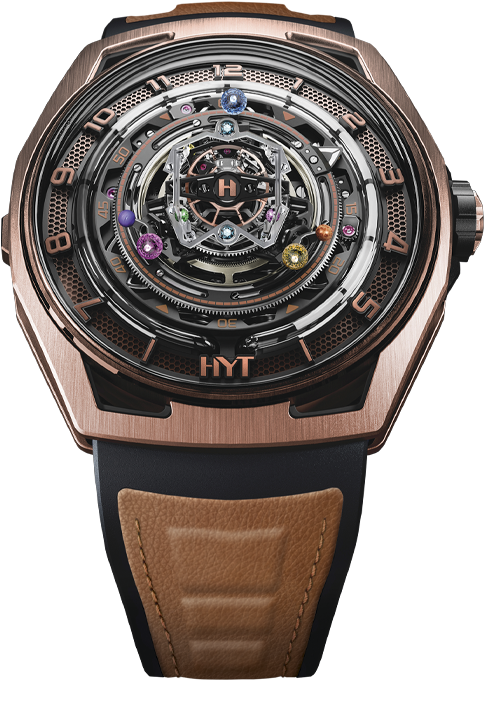 HYT Conical Tourbillon Infinity Sapphires Gold 5N & Black coated Titanium Men's Watch - Premium Luxury Product