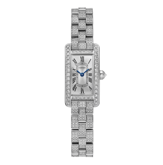 Cartier Tank Americaine 18K White Gold & Diamonds Lady's Watch - Premium Luxury Product