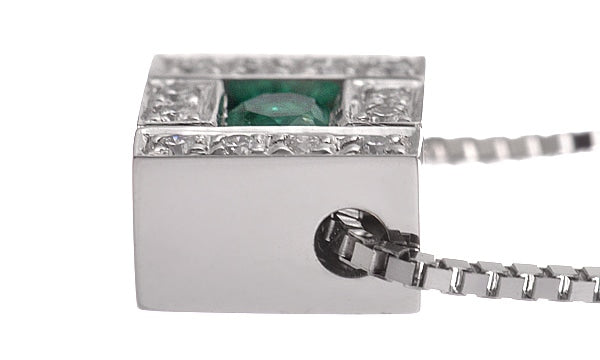 Damiani Belle Epoque 18K White Gold & Diamonds & Emerald Pendant - Premium Luxury Product