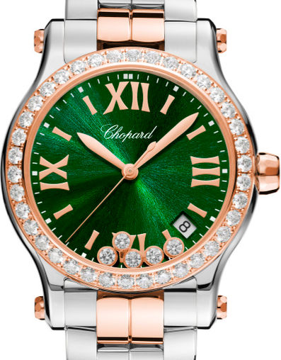 Chopard Happy Sport Stainlees steel and18K Rose Gold & Diamonds Ladies Watch - Premium Luxury Product
