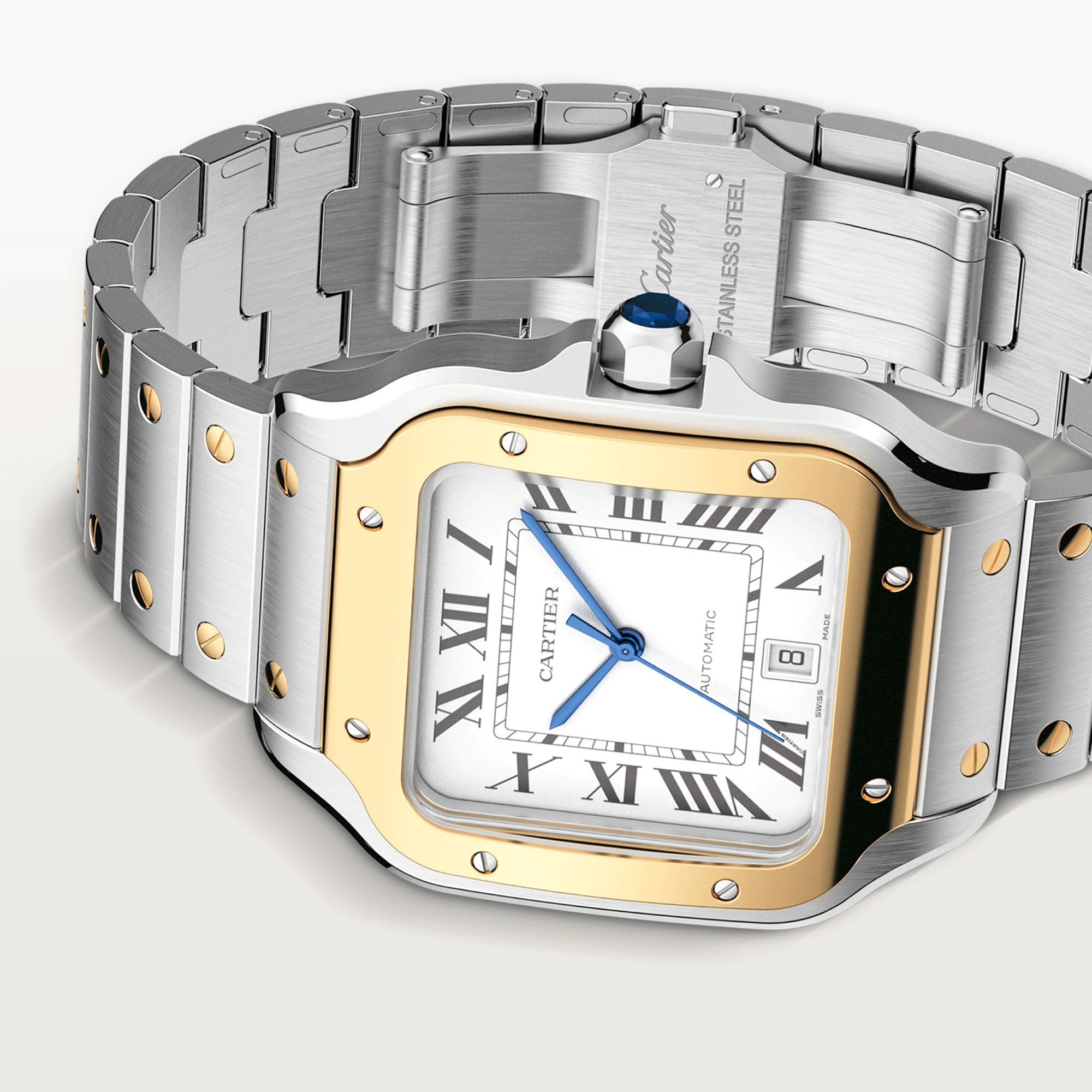 Cartier Santos Stainless Steel & 18K Yellow Gold Men's Watch - Premium Luxury Product