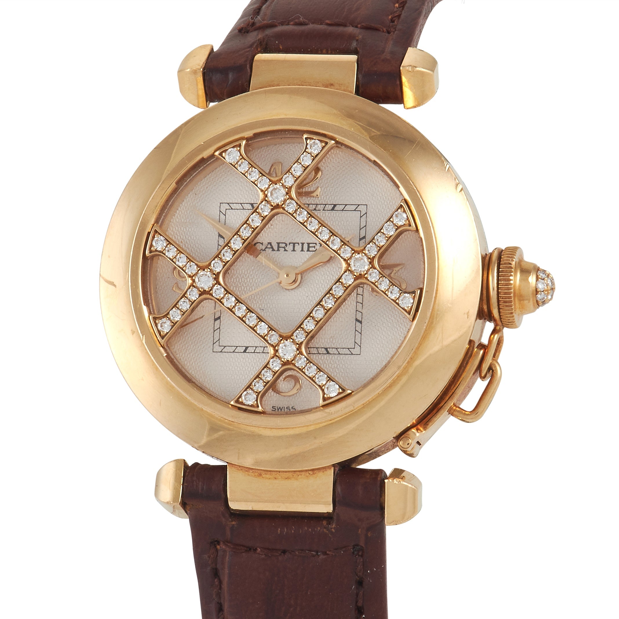Cartier Pasha Grille 18K Yellow Gold & Diamonds Lady's Watch - Premium Luxury Product