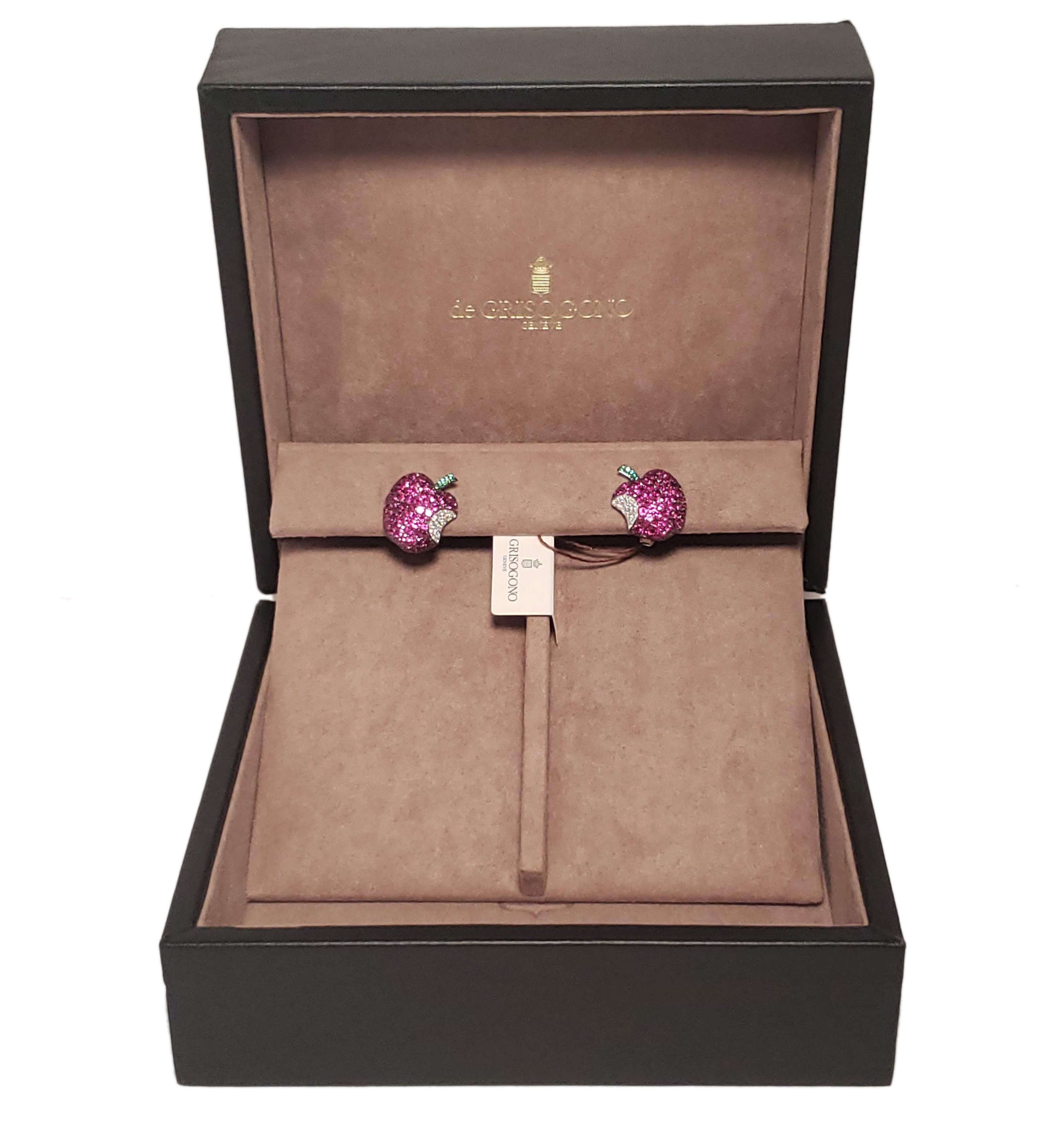 De Grisogono Apple Earrings with White Gold, Rubies and Diamonds - Premium Luxury Product