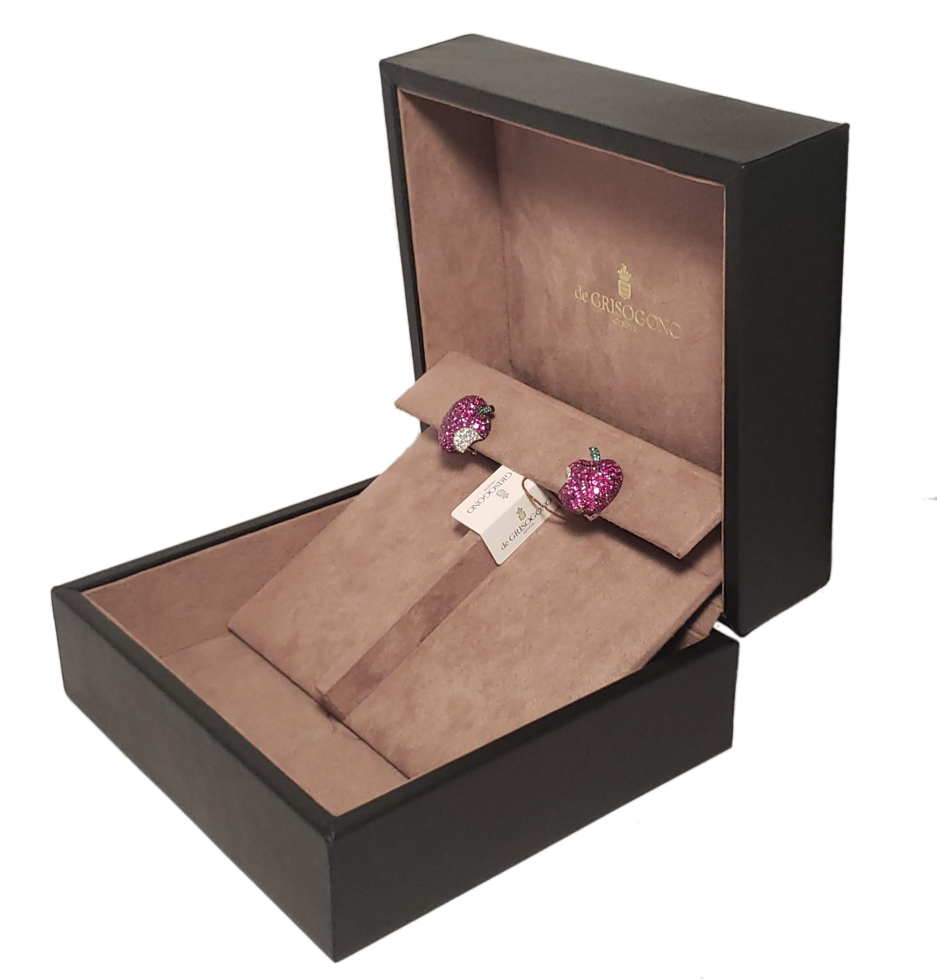 De Grisogono Apple Earrings with White Gold, Rubies and Diamonds - Premium Luxury Product