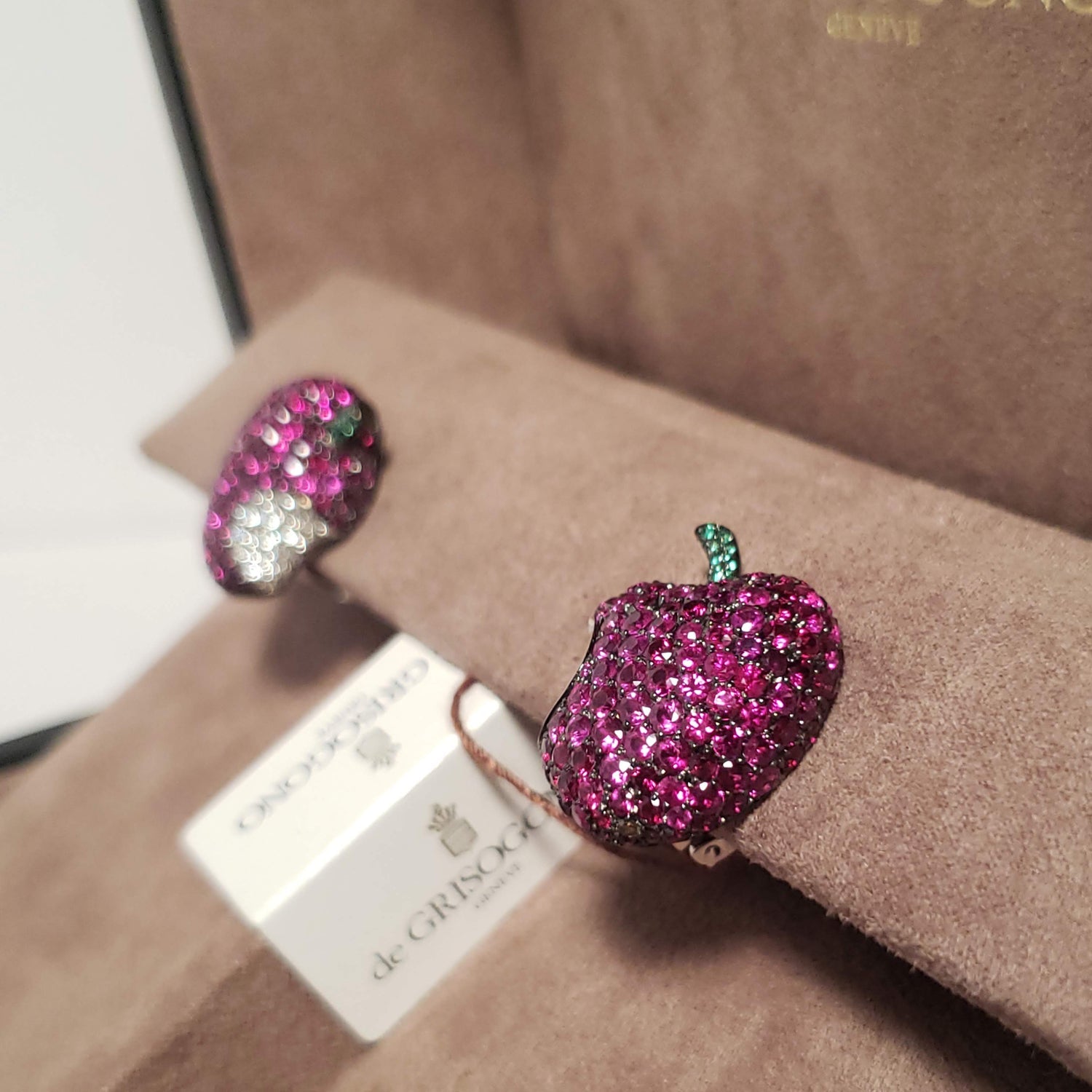 De Grisogono Apple Earrings with White Gold, Rubies and Diamonds - Premium Luxury Product