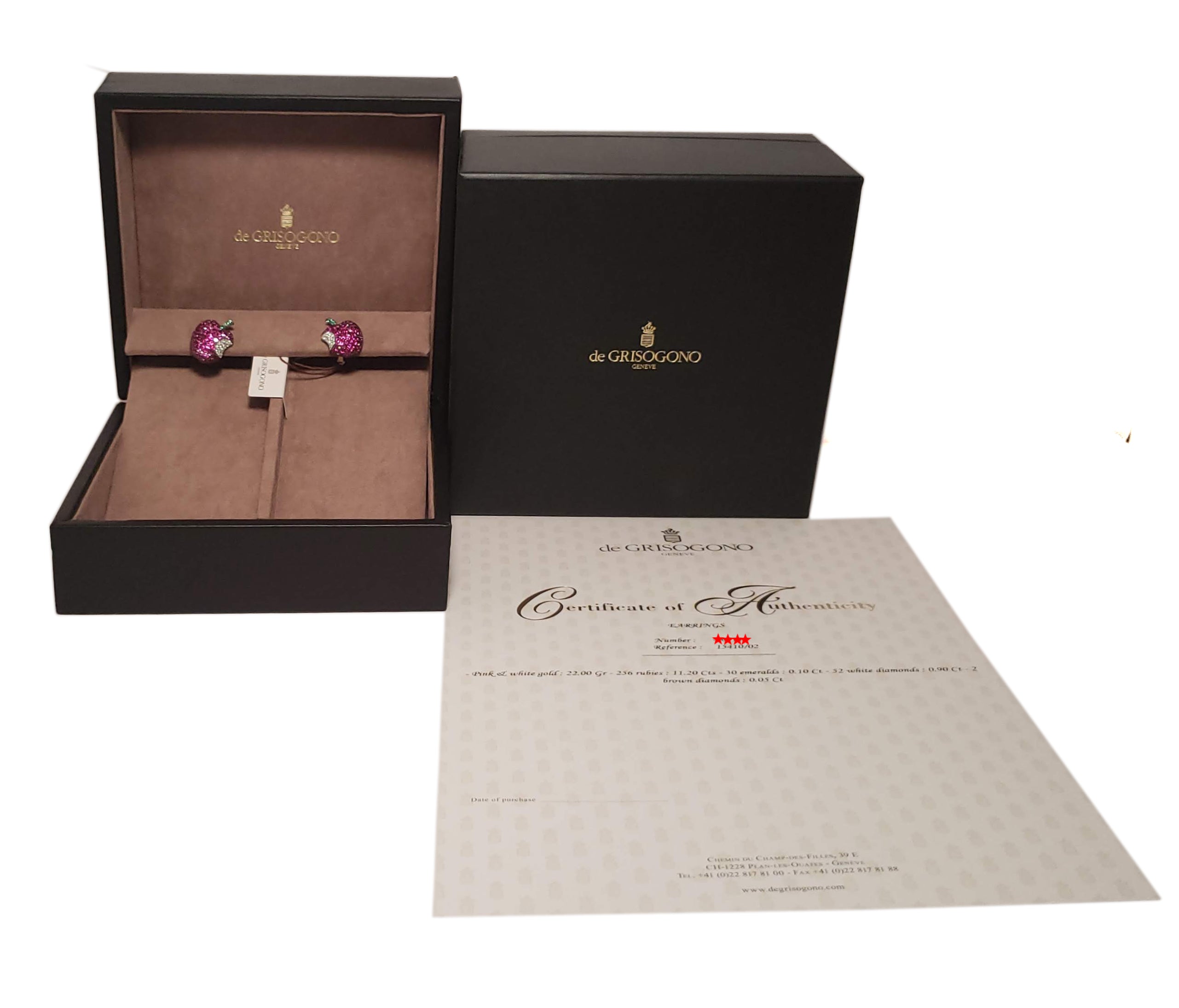 De Grisogono Apple Earrings with White Gold, Rubies and Diamonds - Premium Luxury Product