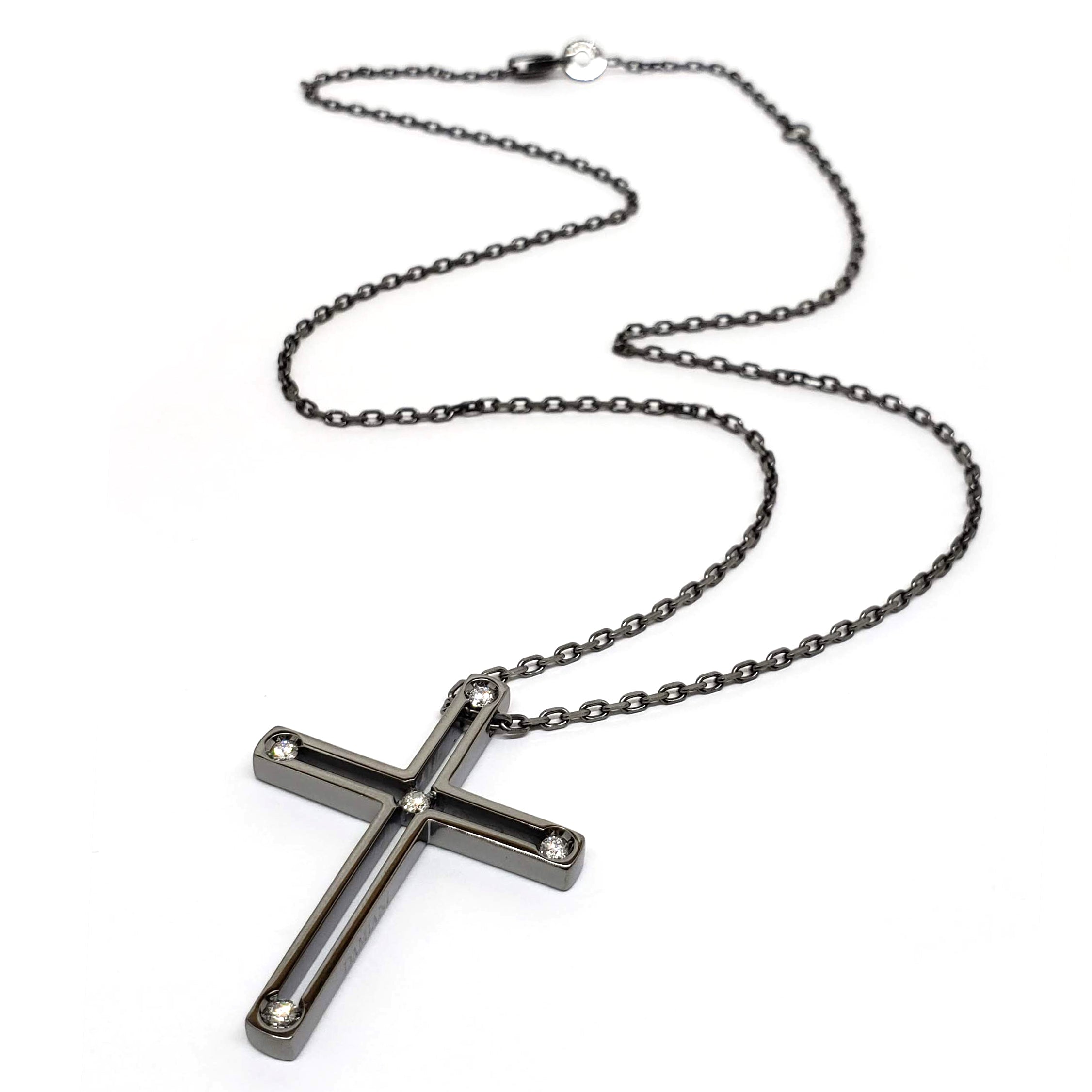 Damiani Black Cross Pendant With 18K Gold And Diamonds - Premium Luxury Product