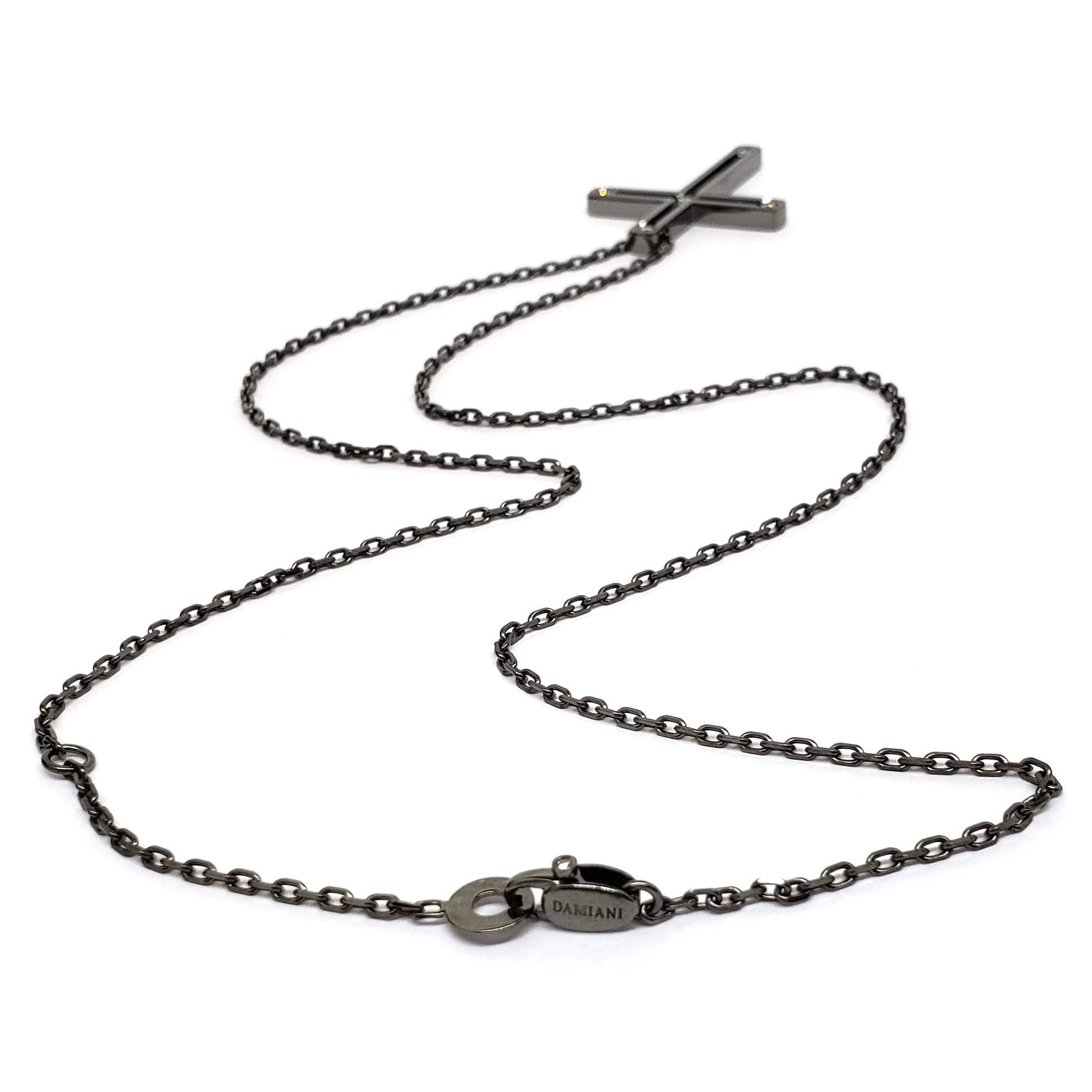 Damiani Black Cross Pendant With 18K Gold And Diamonds - Premium Luxury Product