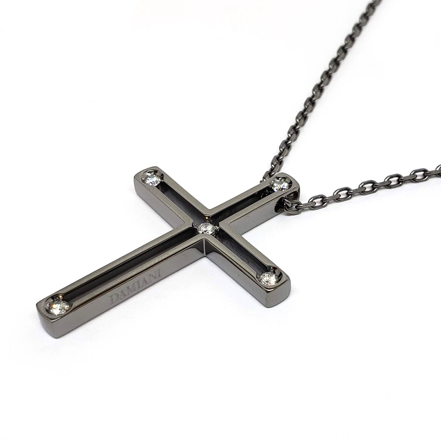 Damiani Black Cross Pendant With 18K Gold And Diamonds - Premium Luxury Product
