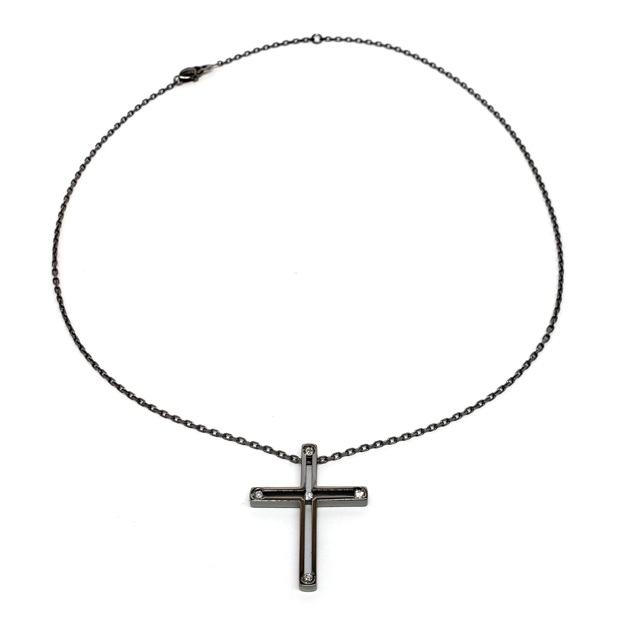 Damiani Black Cross Pendant With 18K Gold And Diamonds - Premium Luxury Product