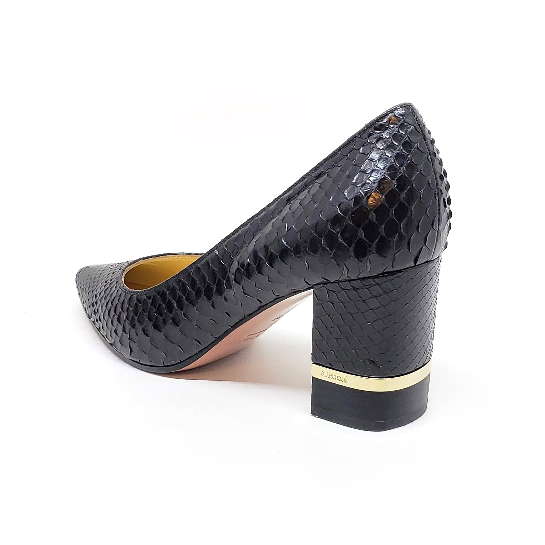 Testoni Black Shiny Python Lady's Pumps