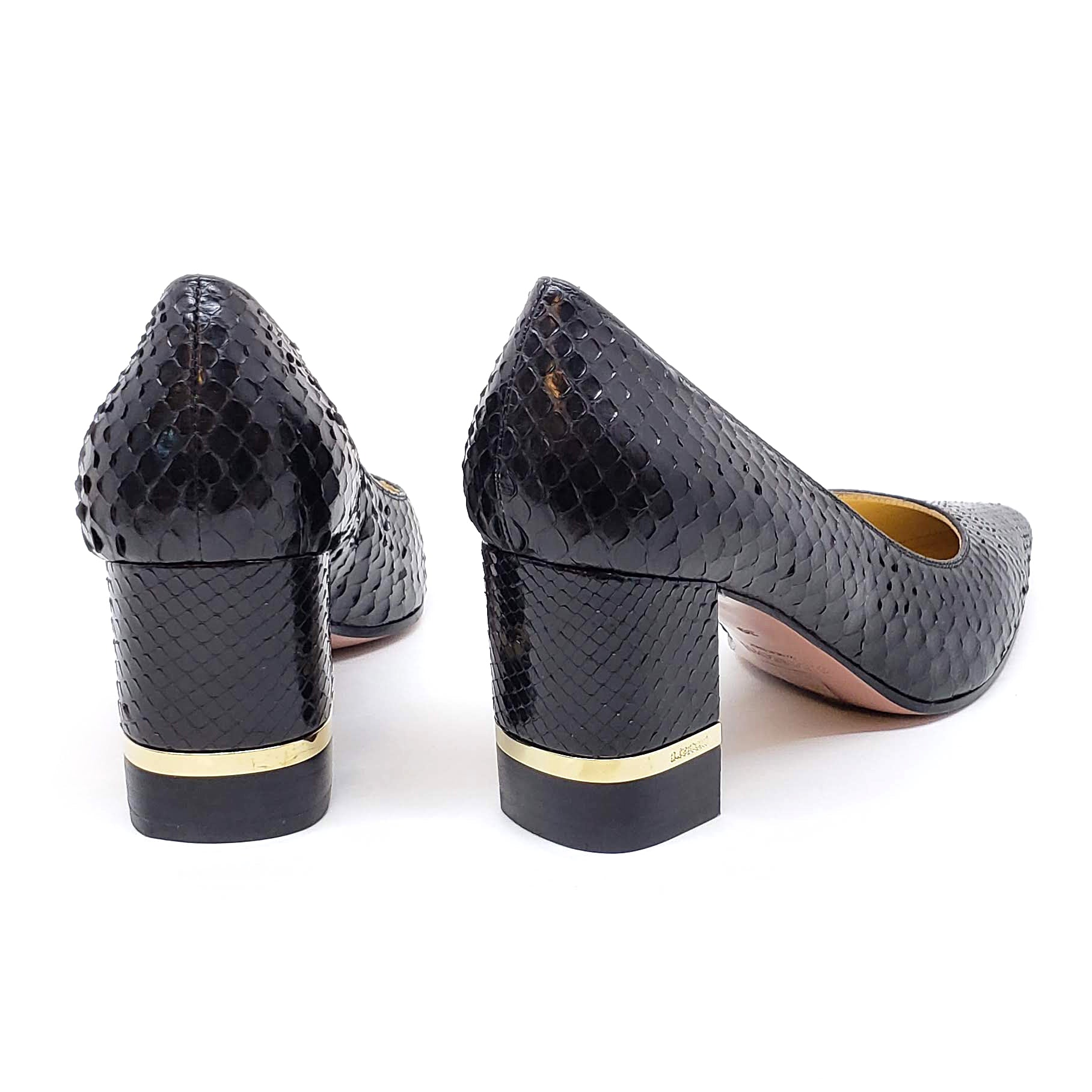 Testoni Black Shiny Python Lady's Pumps