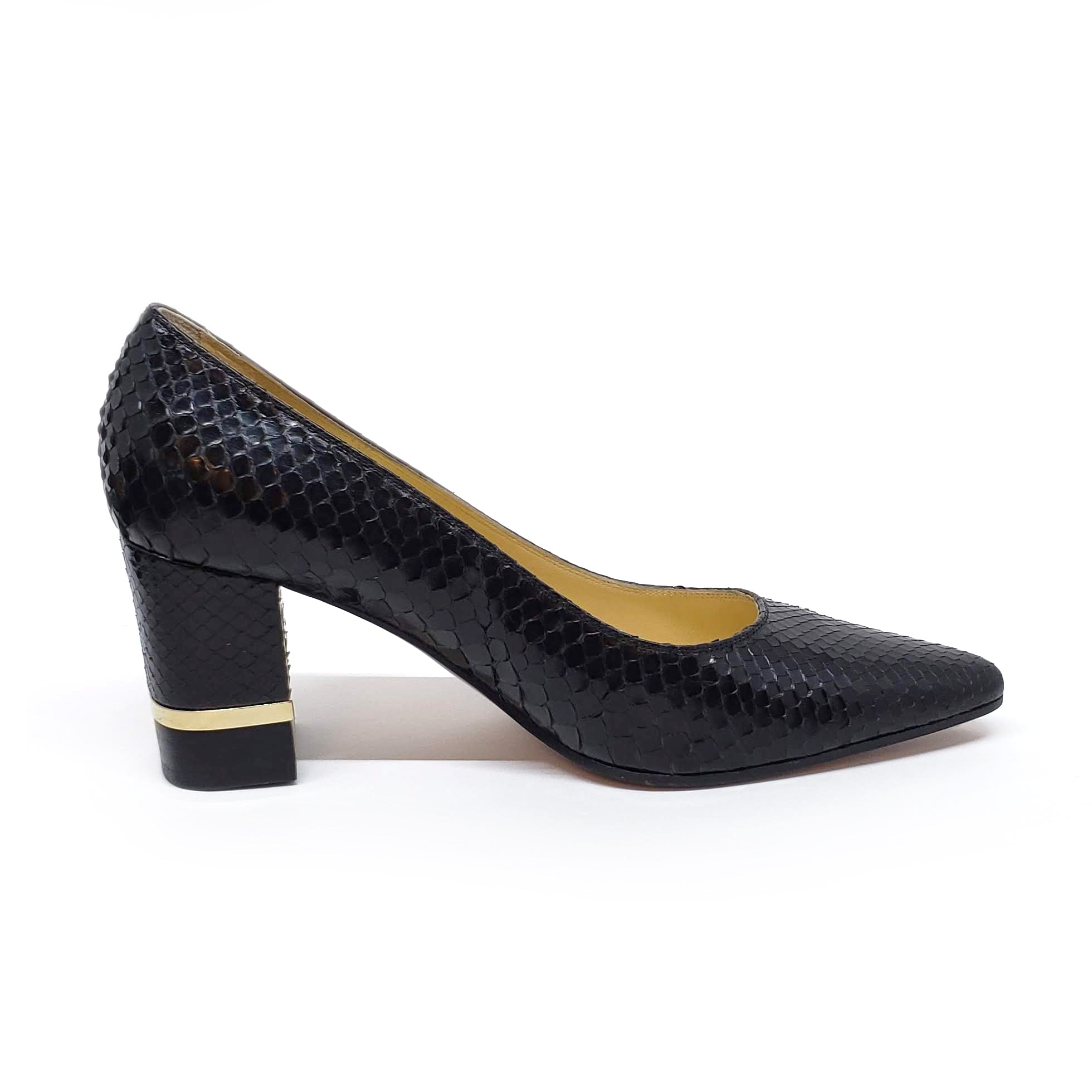 Testoni Black Shiny Python Lady's Pumps