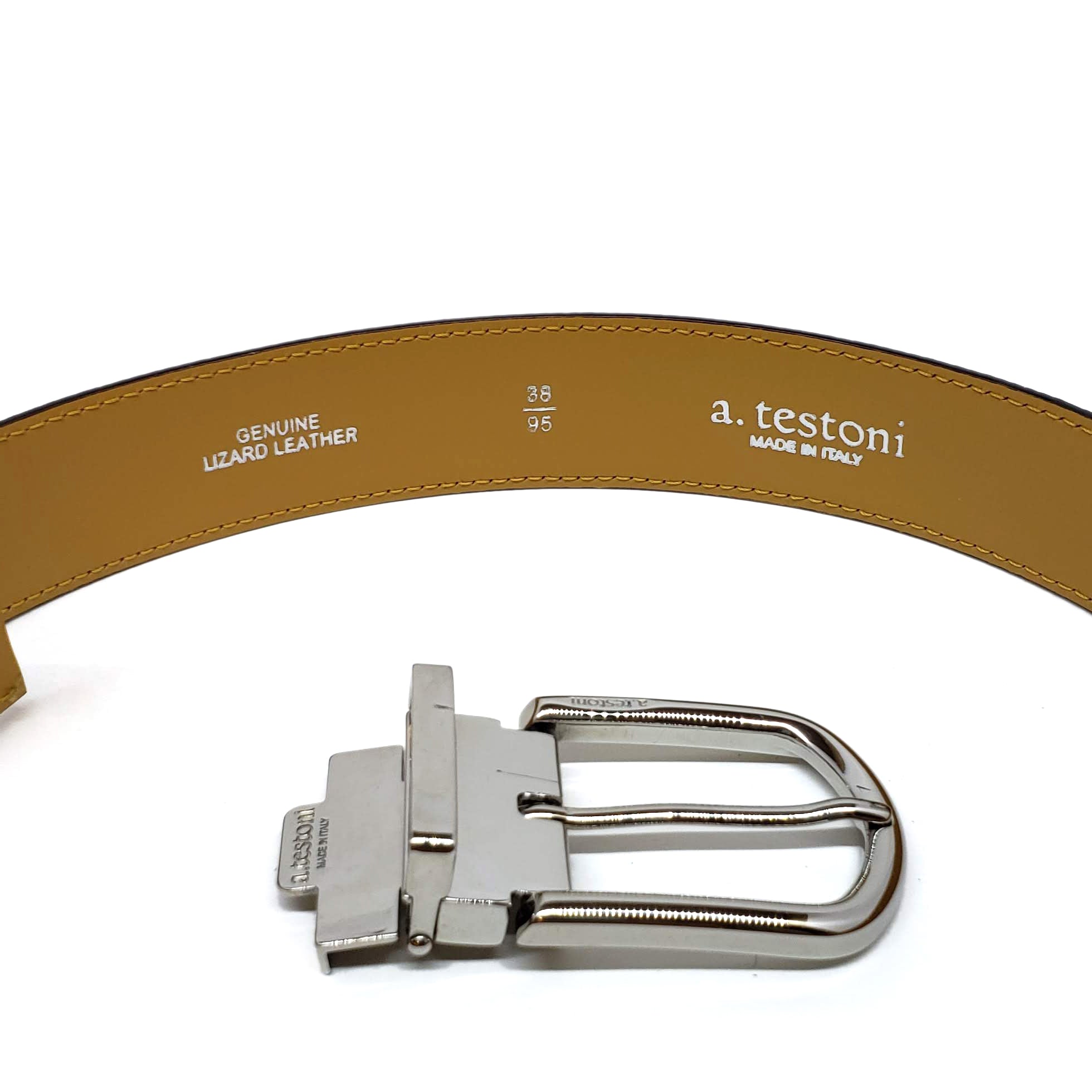 Testoni Brown Shiny Lizard Men's Belt