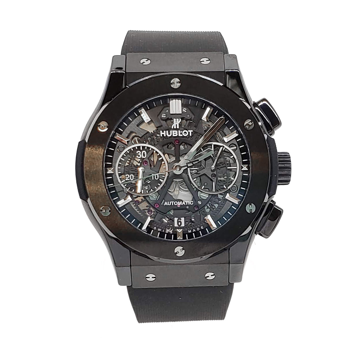 Hublot Classic Fusion Aero Chronograph Black Magic Ceramic Rubber Men's Watch - Premium Luxury Product
